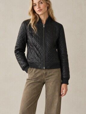 Truth and Pride Quilted 100% Genuine Leather bomber women jacket Moto Biker Edgy
